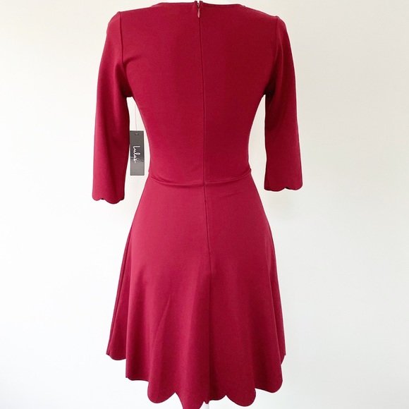 Lulus Scalloped Hem Skater Dress in Red Sz XS -NWT - Picture 6 of 8